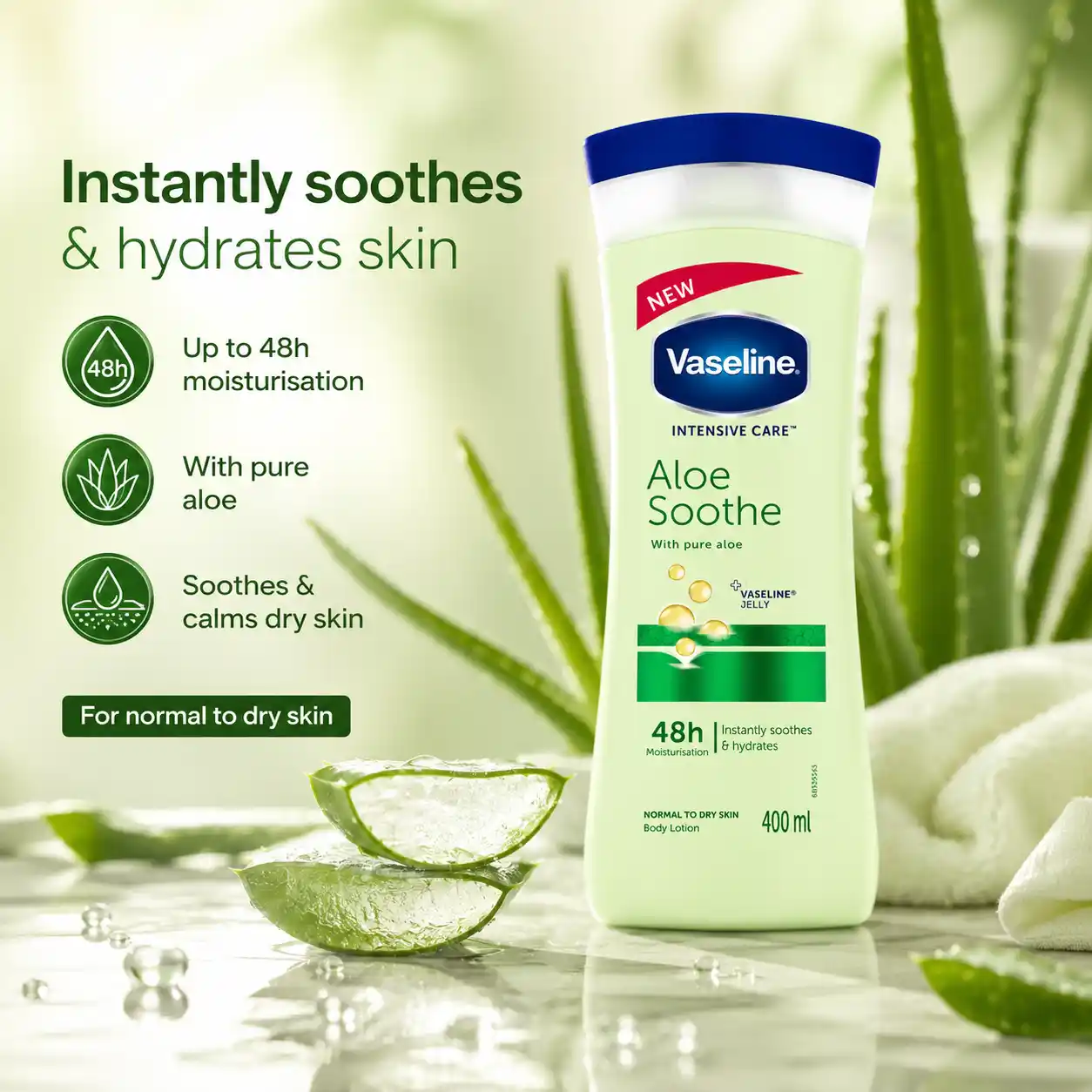 خرید و قیمت لوسيون بدن وازلين Vaseline Dry Aloe Soothe 400ml