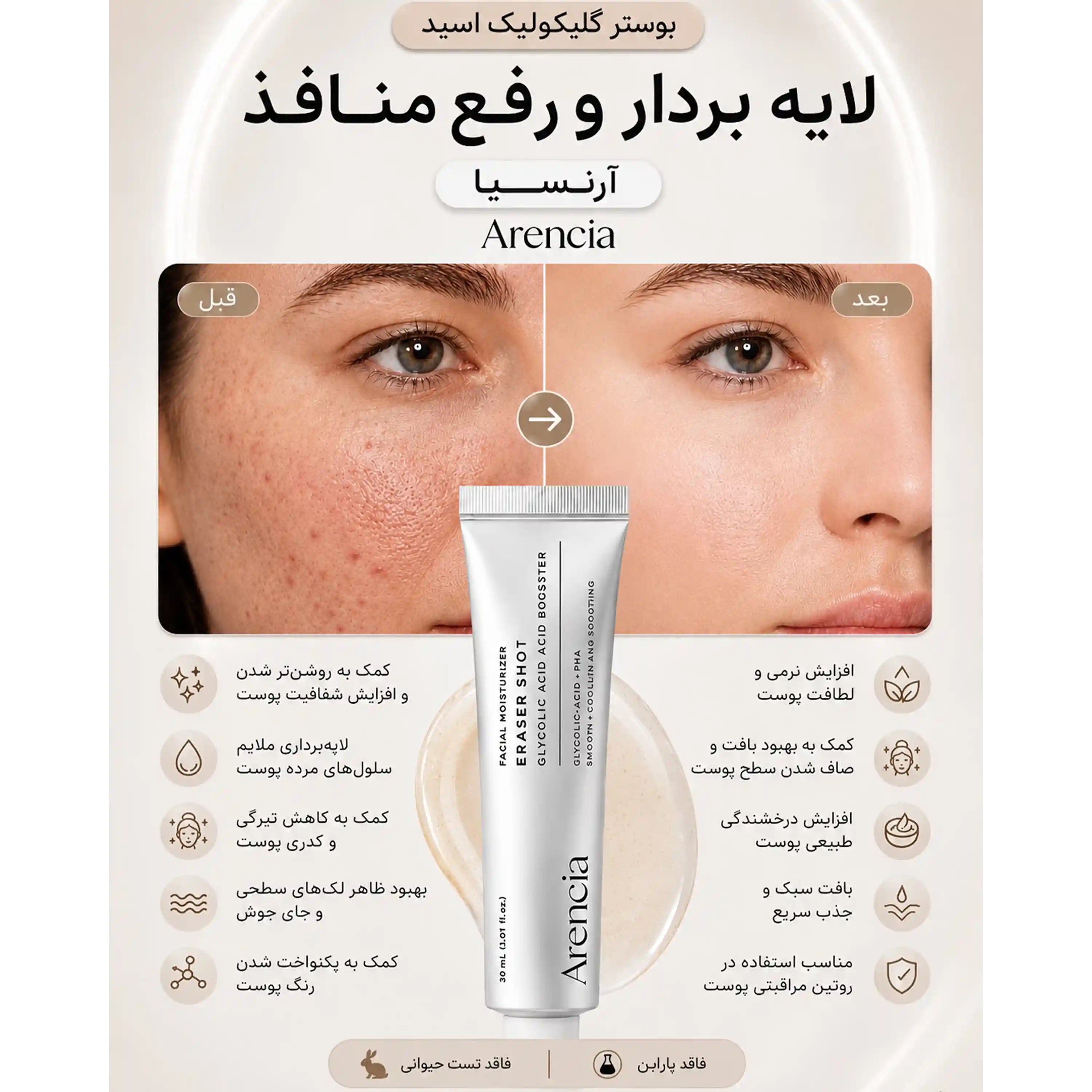 خرید و قیمت گليكوليک اسيد بوسترشات آرنسيا Arencia Glycolic Acid Booster