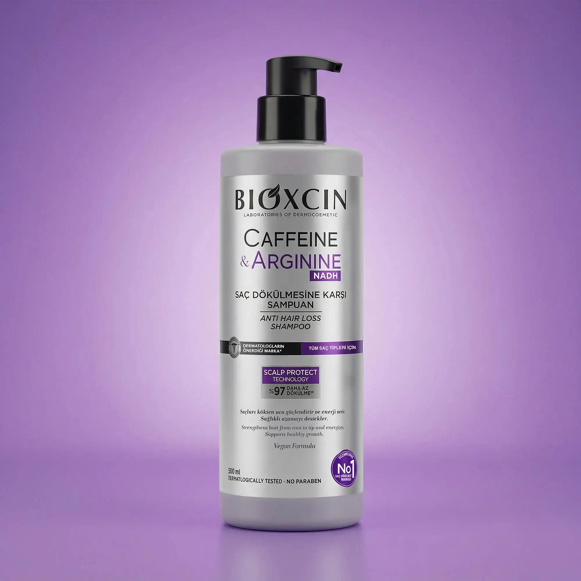 خرید و قیمت شامپو ضد ريزش كافئين و آرگان بيوكسين Bioxcin Caffeine & Argan Shampoo For Hair loss 500ml