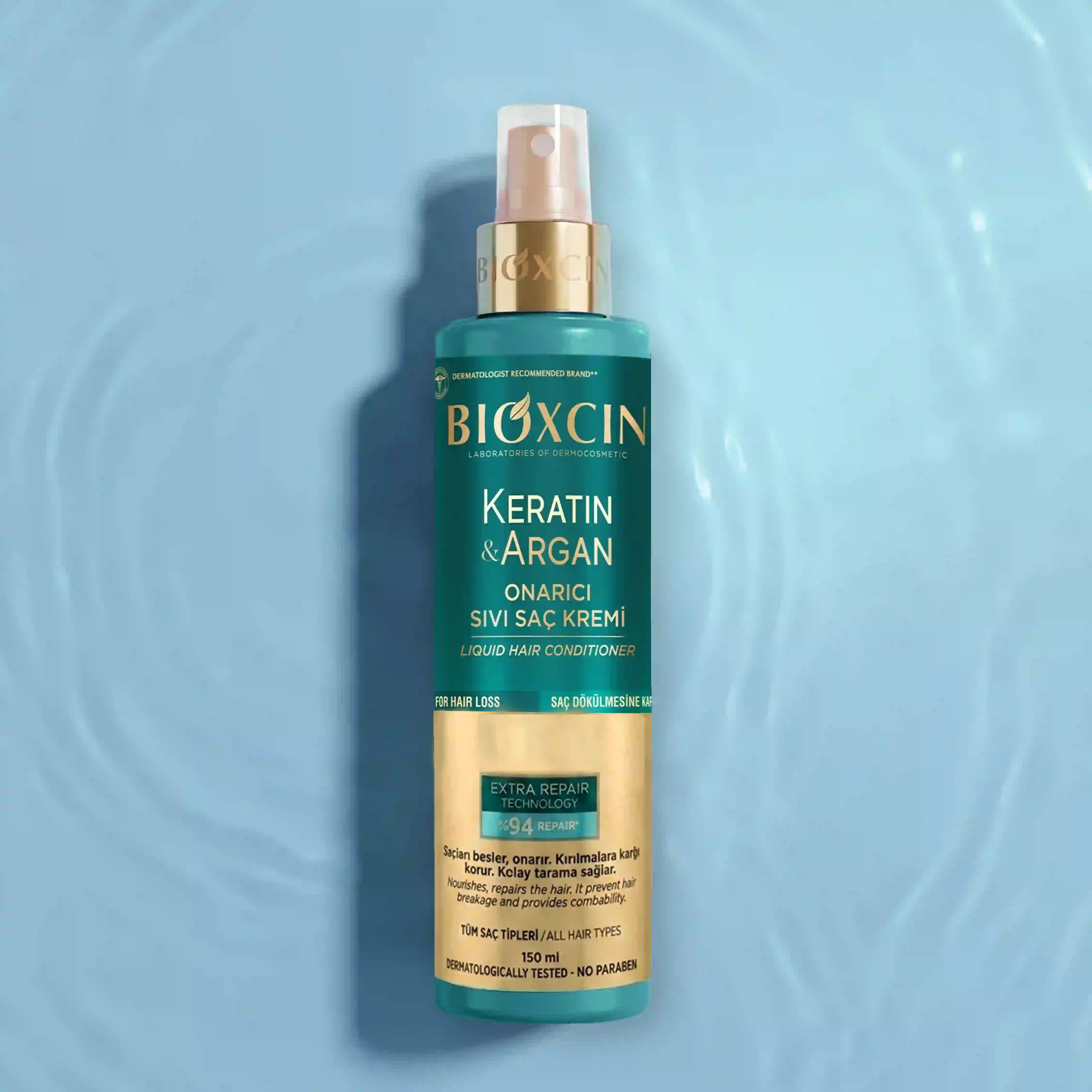 خرید و قیمت اسپری دو فاز كراتين بيوكسين Bioxcin Keratin & Argan Liquid Hair Conditioner 150ml
