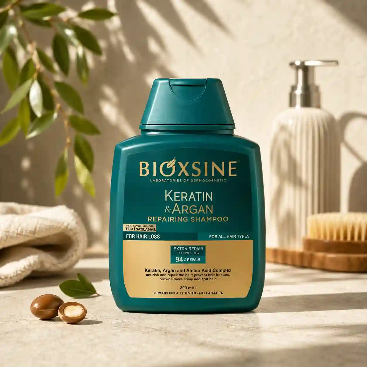 خرید و قیمت پک دو عددی شامپو كراتين بيوكسين Bioxcin Keratin & Argan Shampoo 300ml 2pcs