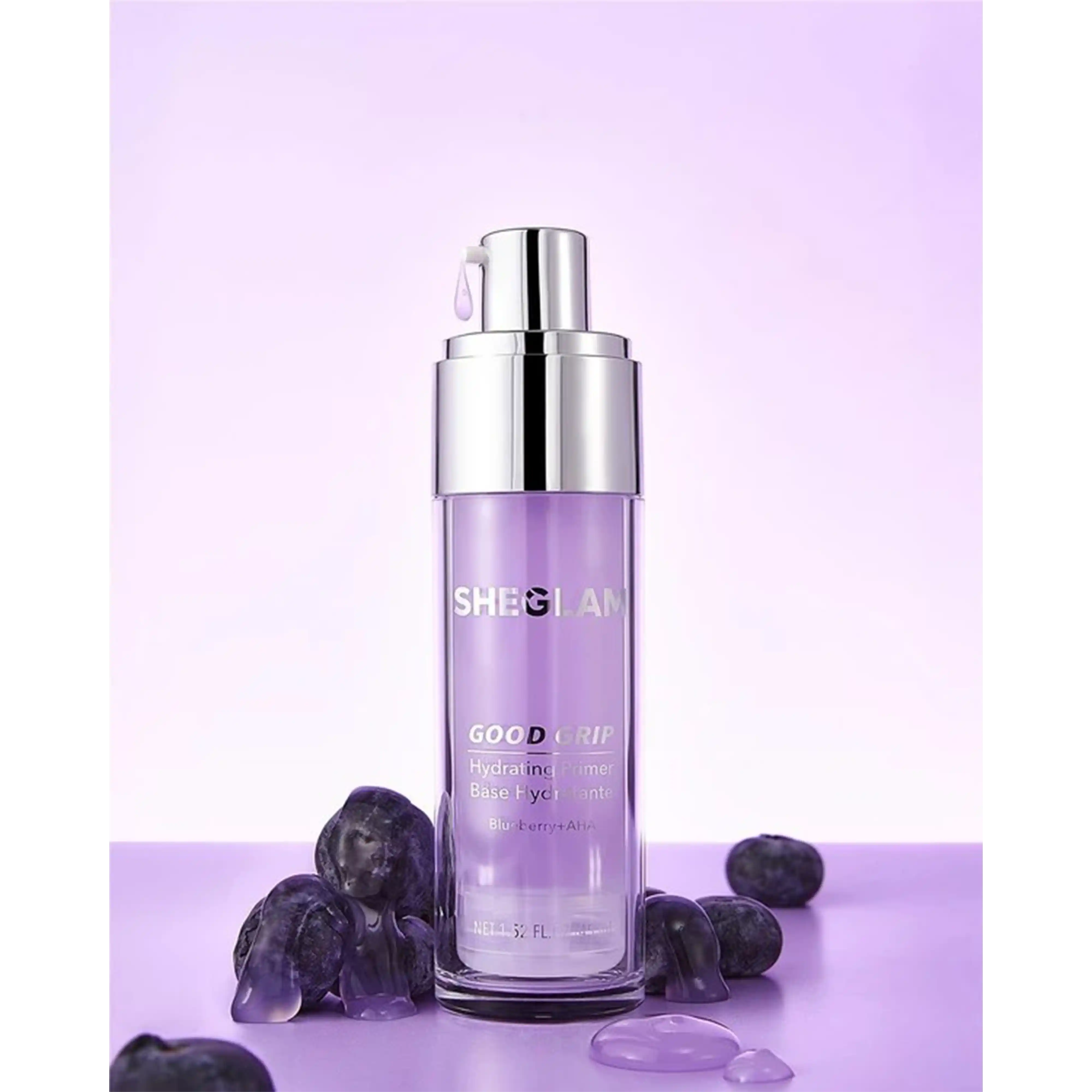 خرید و قیمت پرايمر پمپی شيگلم Sheglam Good Grip Hydrating Primer Blueberry+Aha 45ml