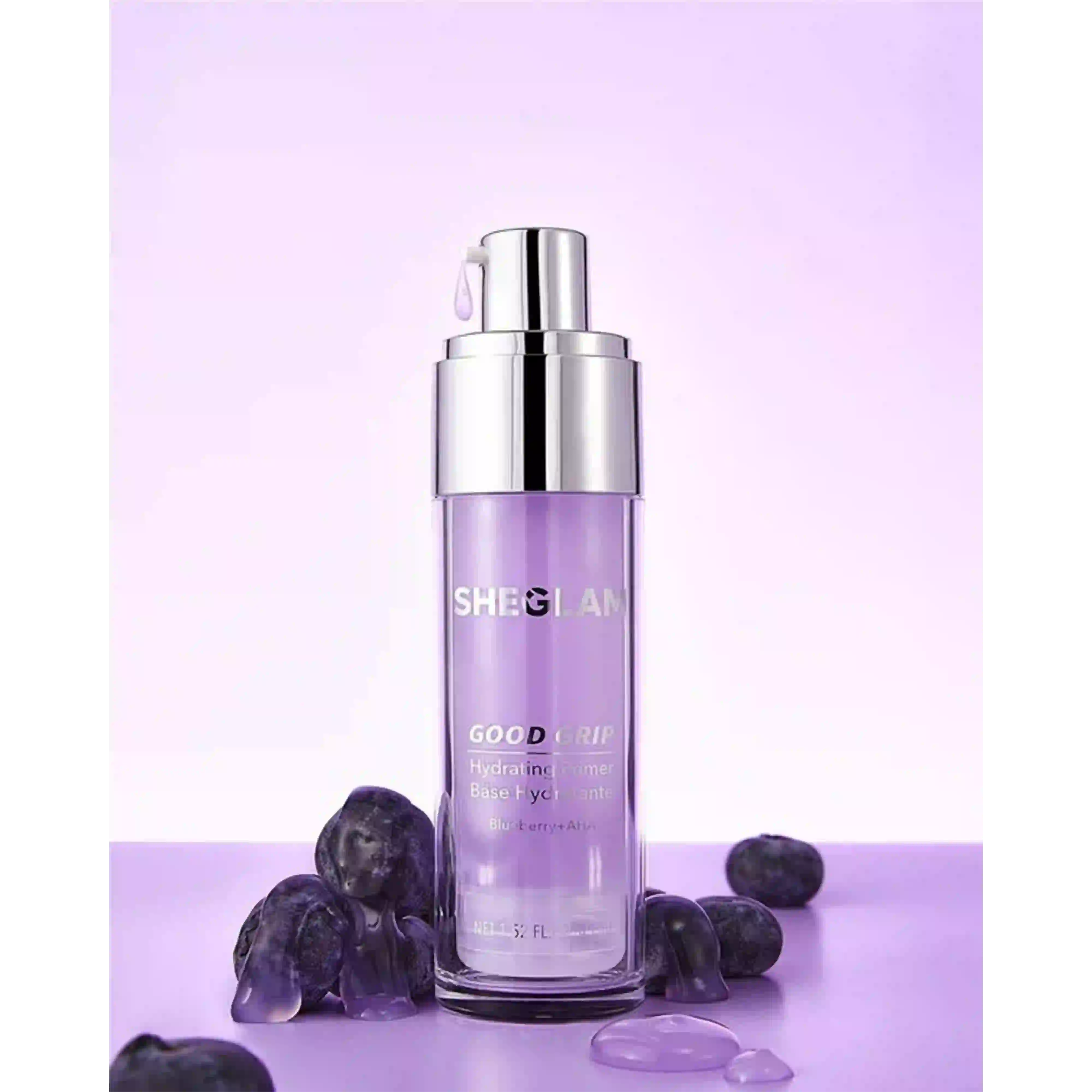 خرید و قیمت پرايمر پمپی شيگلم Sheglam Good Grip Hydrating Primer Blueberry+Aha 45ml