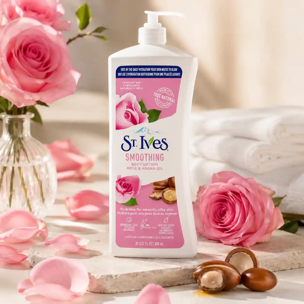 خرید و قیمت لوسيون بدن استيوز Stives Smoothing Body Lotion Rose & Argan Oil 621ml