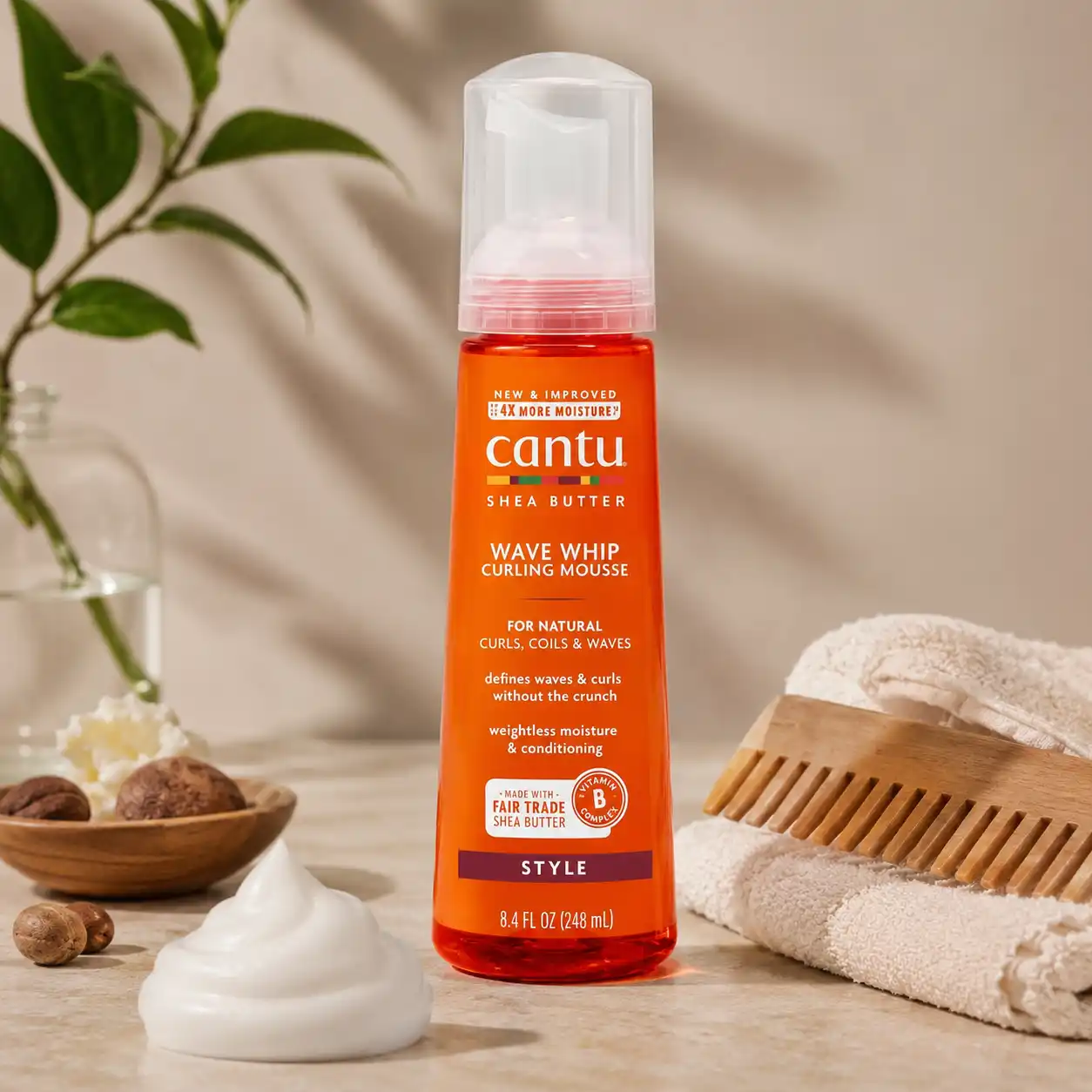 خرید و قیمت موس مو شی باتر كنتو Cantu Shea Butter Wave Whip Curling Mousse 248ml