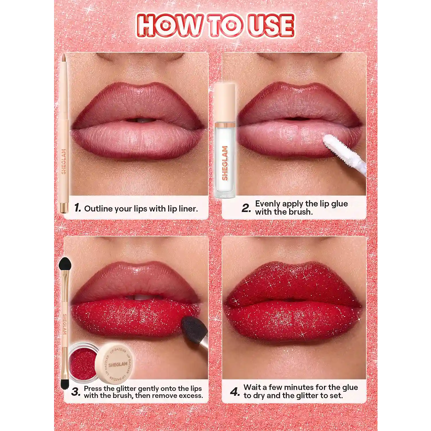 خرید و قیمت كيت گليتر لب Sheglam Lip Dazzler Glitter Kit