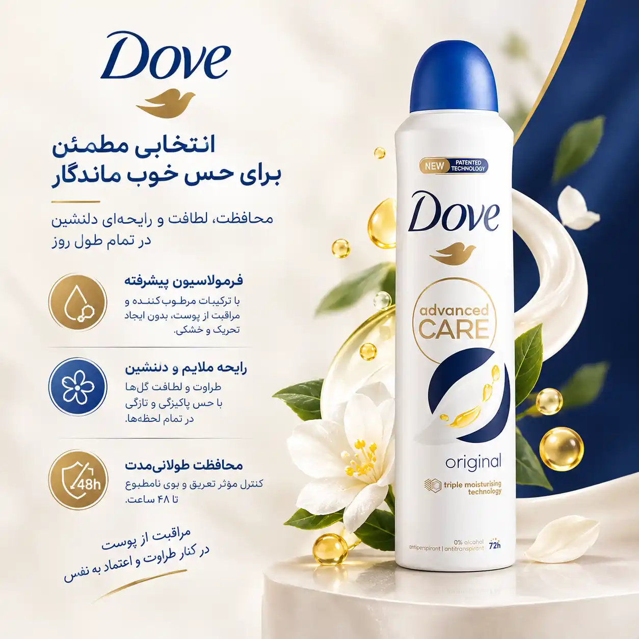 خرید و قیمت اسپری بدن داو Dove Advanced Care Original 250ml