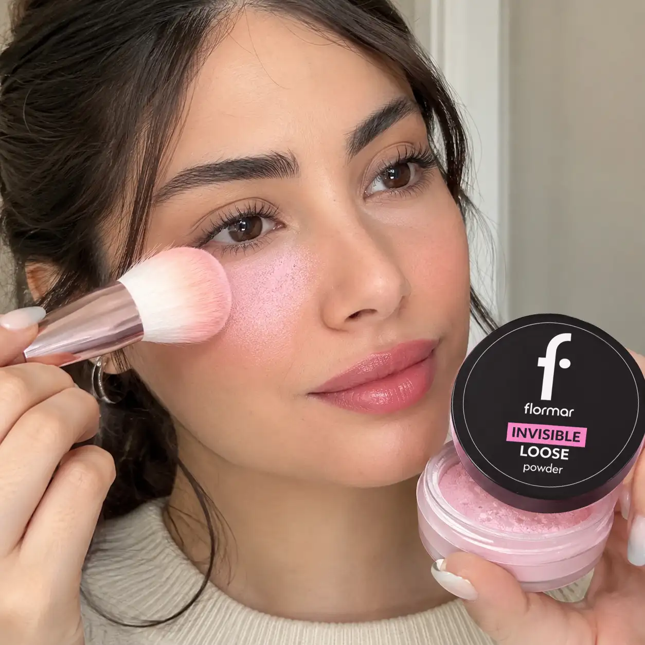 خرید و قیمت پودر فيكس صورتی فلورمار Flormar Invisible Loose Powder