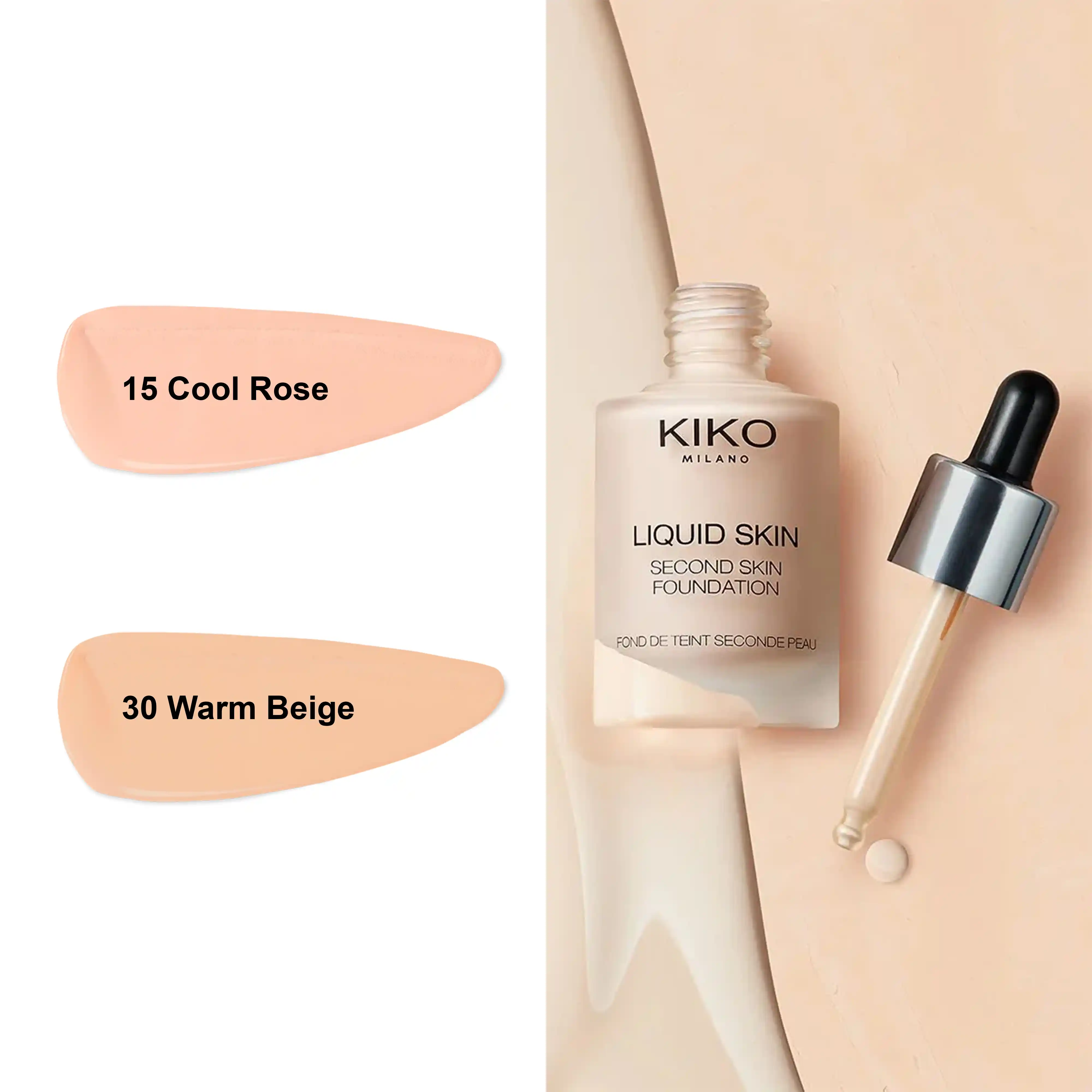 خرید و قیمت كرم پودر كيكو Kiko Liquid Skin Second Skin Foundation 30ml