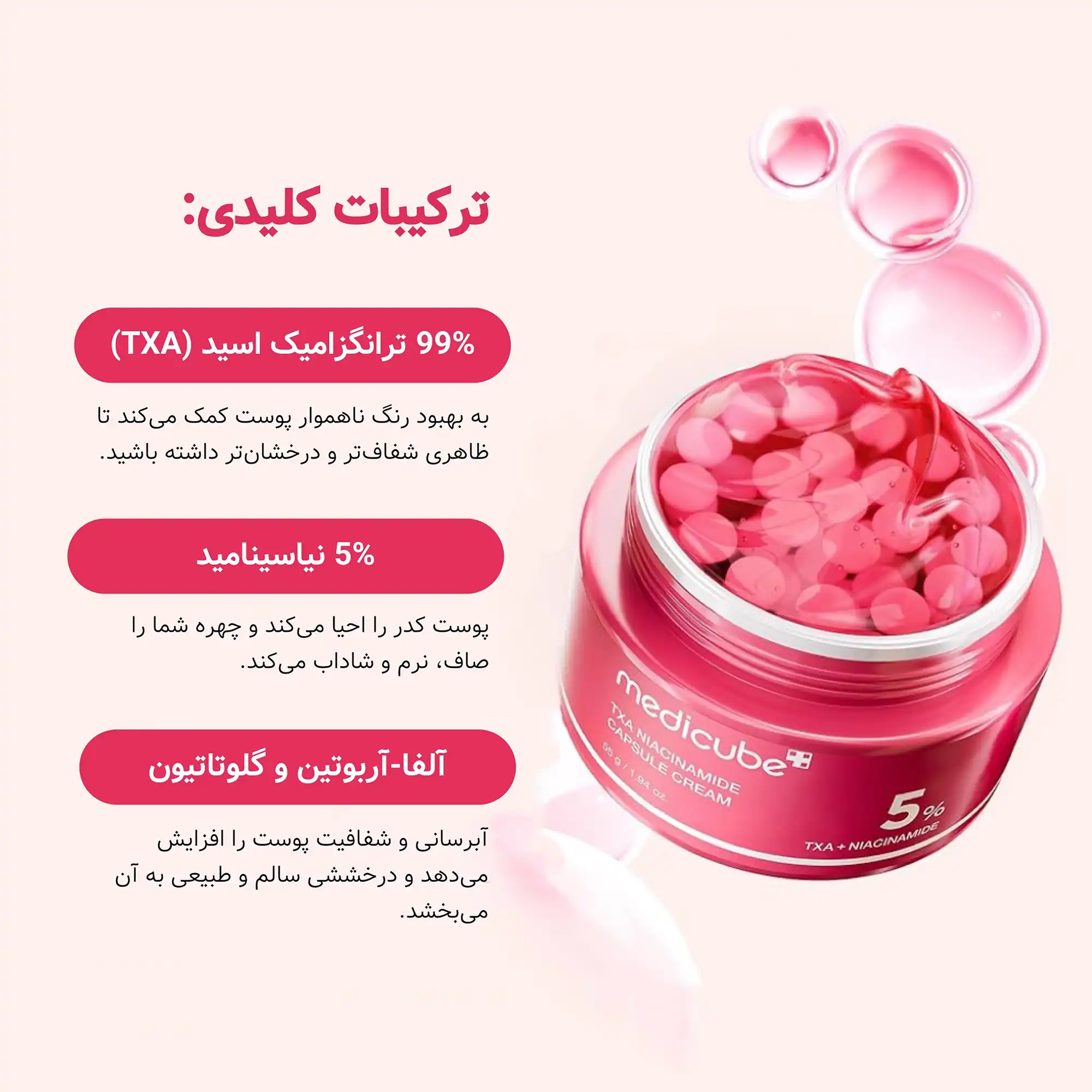 خرید و قیمت كرم كپسولی نياسيناميد مديكيوب Medicube TXA Niacinamide Capsule Cream