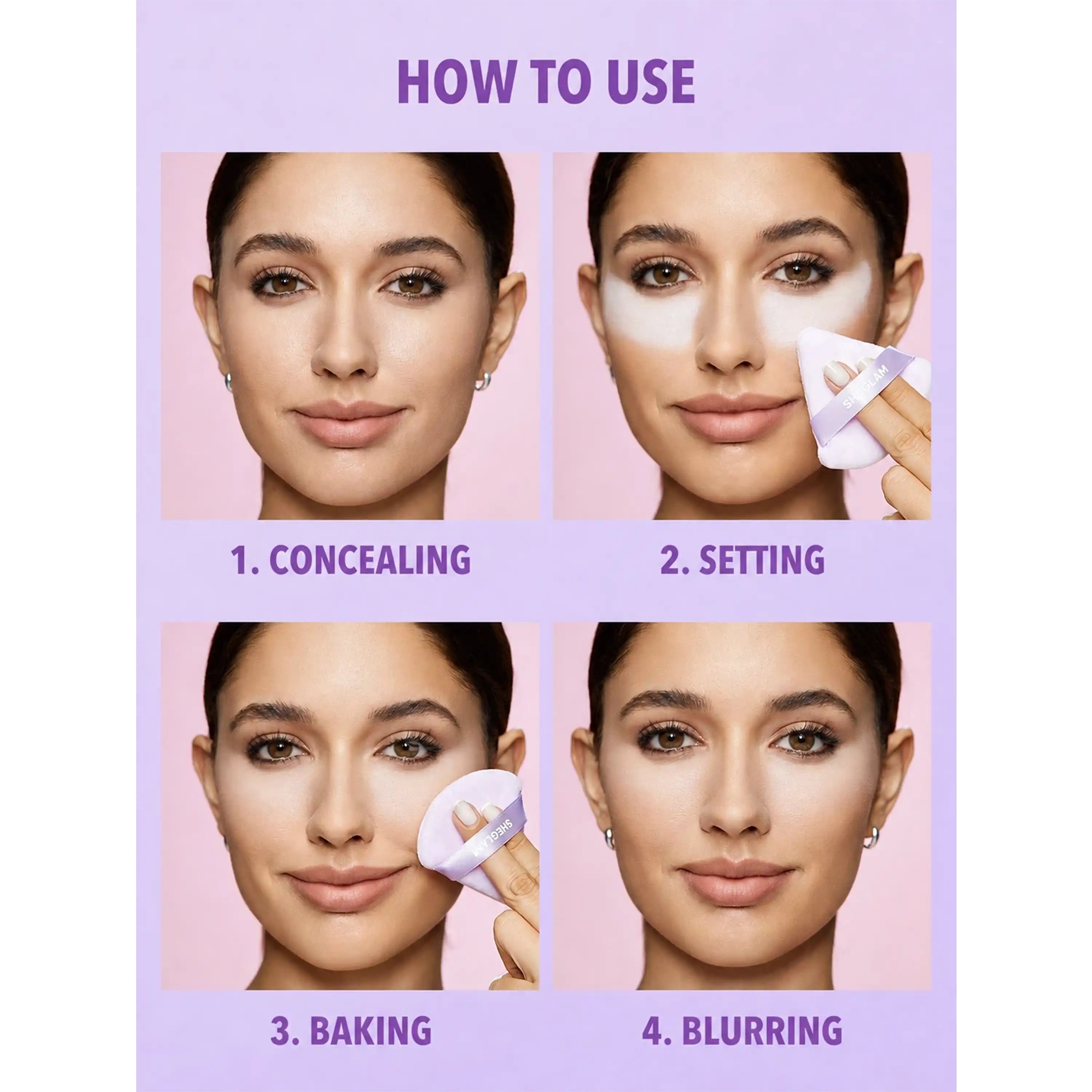 خرید و قیمت پد مثلثی شيگلم Sheglam Insta-Ready Powder Puff Purple 3Pcs
