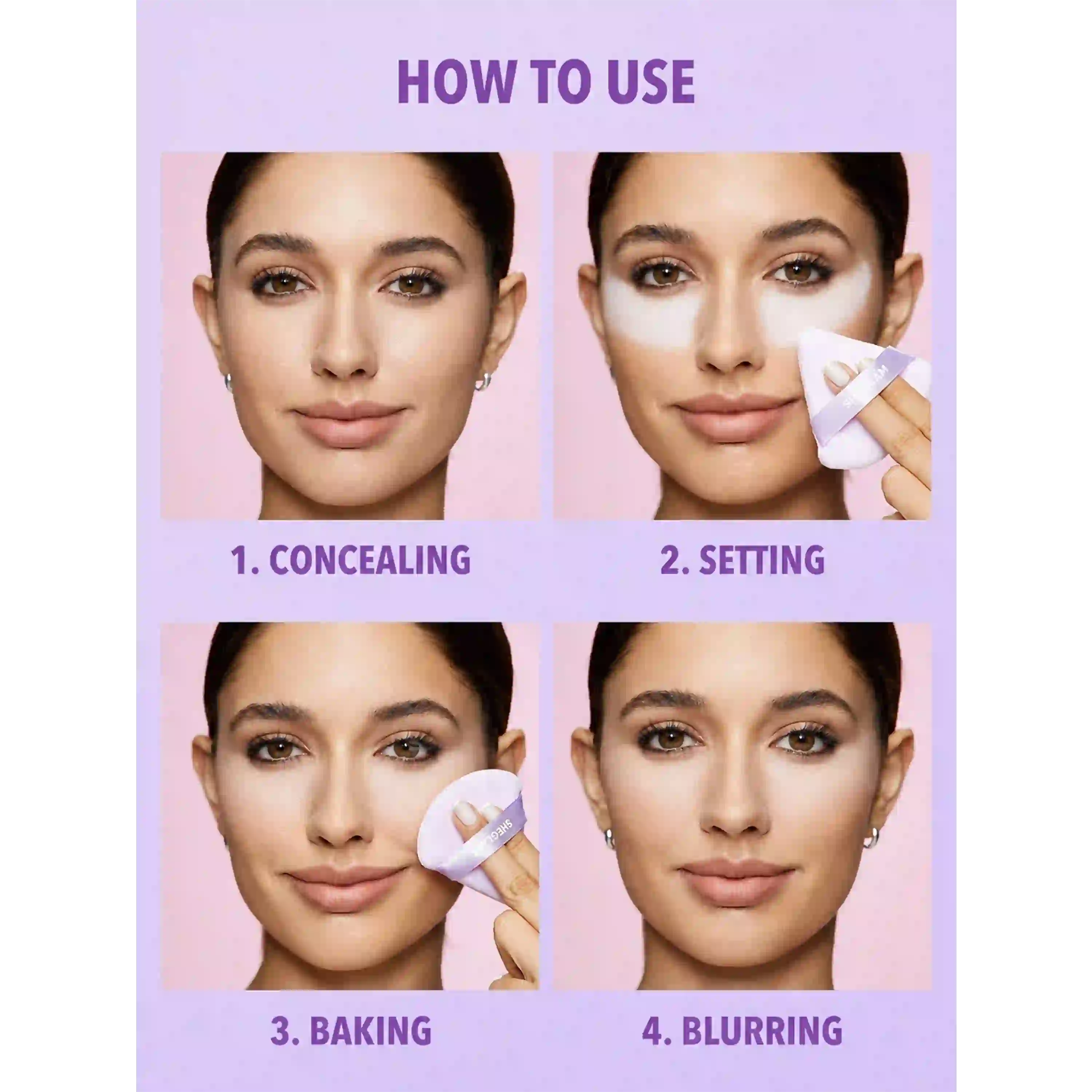 خرید و قیمت پد مثلثی شيگلم Sheglam Insta-Ready Powder Puff Purple 3Pcs