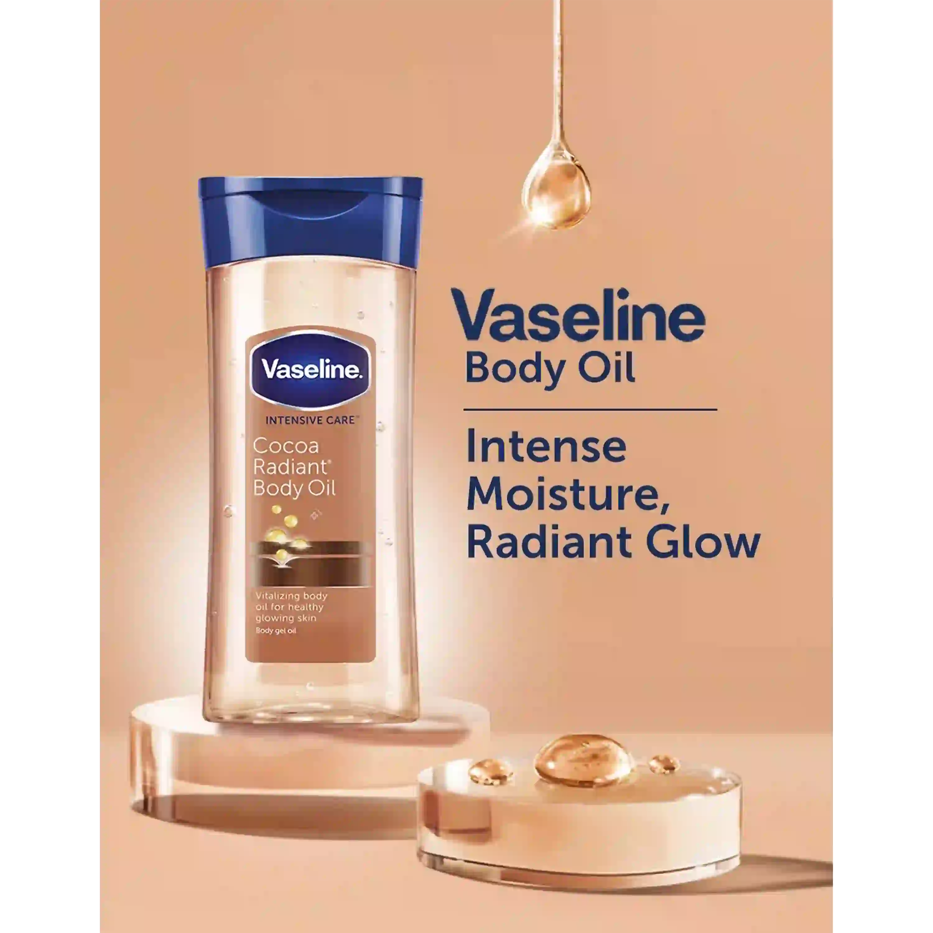 خرید و قیمت روغن بدن آبی وازلين Vaseline Cocoa Radiant Body Oil 200ml