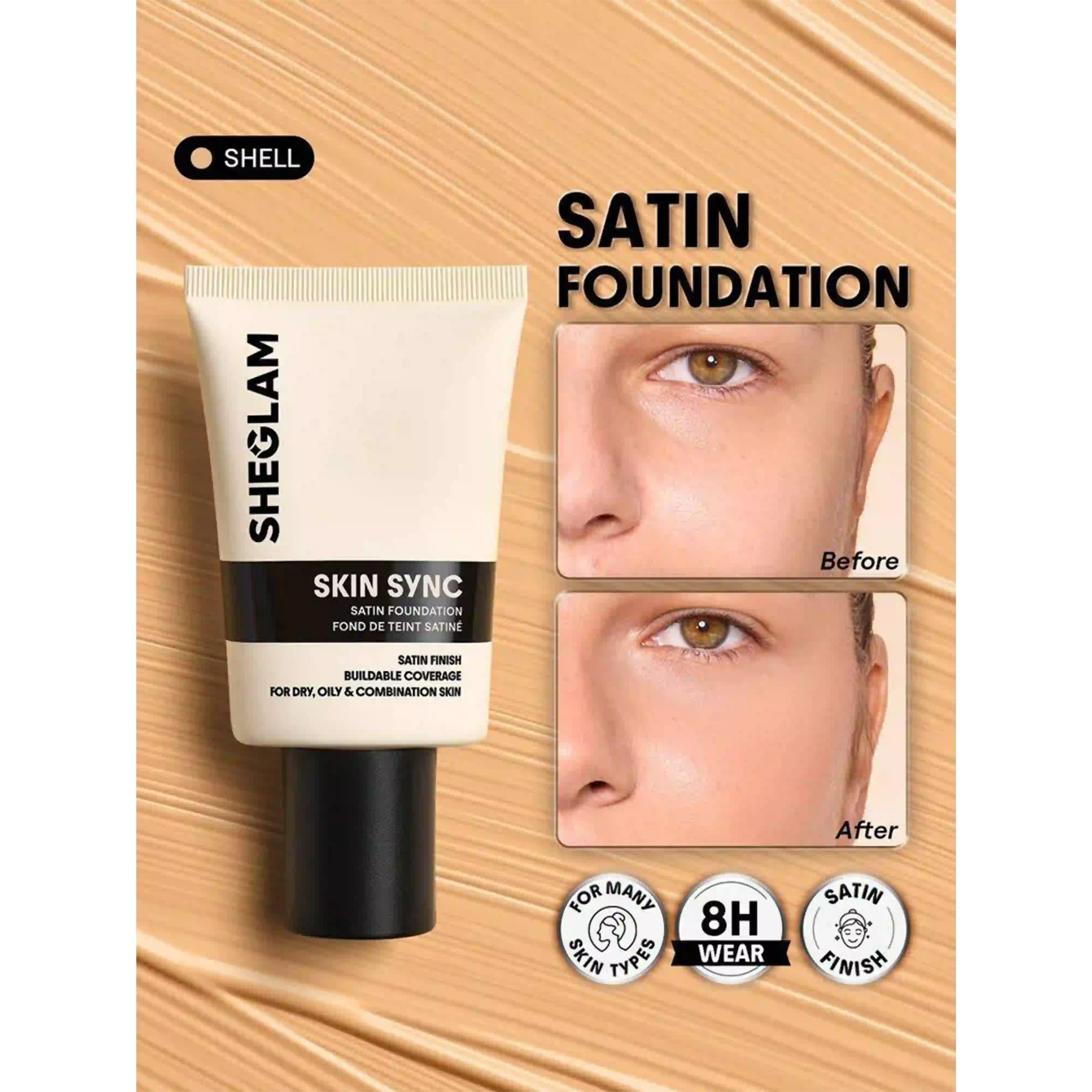 خرید و قیمت كرم پودر شيگلم Sheglam Skin Sync Satin Foundation